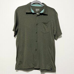 Outdoor Research Mens Short Sleeve Button Shirt M Green Normcore Travel Jersey